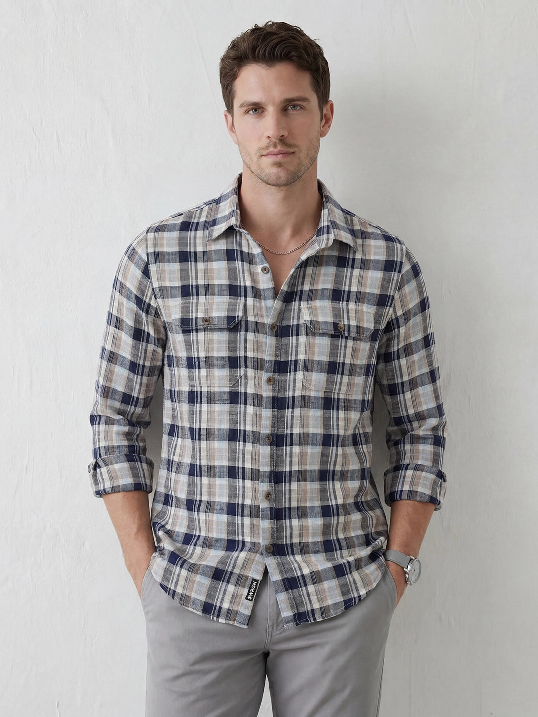 Slim Fit Checkered Shirt | Blue