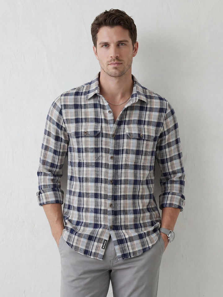 Slim Fit Checkered Shirt | Blue
