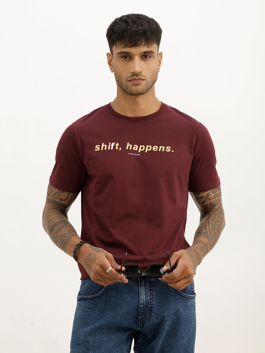 Slim Fit Placement Printed T-Shirt | Purple