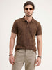Slim Fit Washed Cut & Sew Polo T-Shirt | Brown
