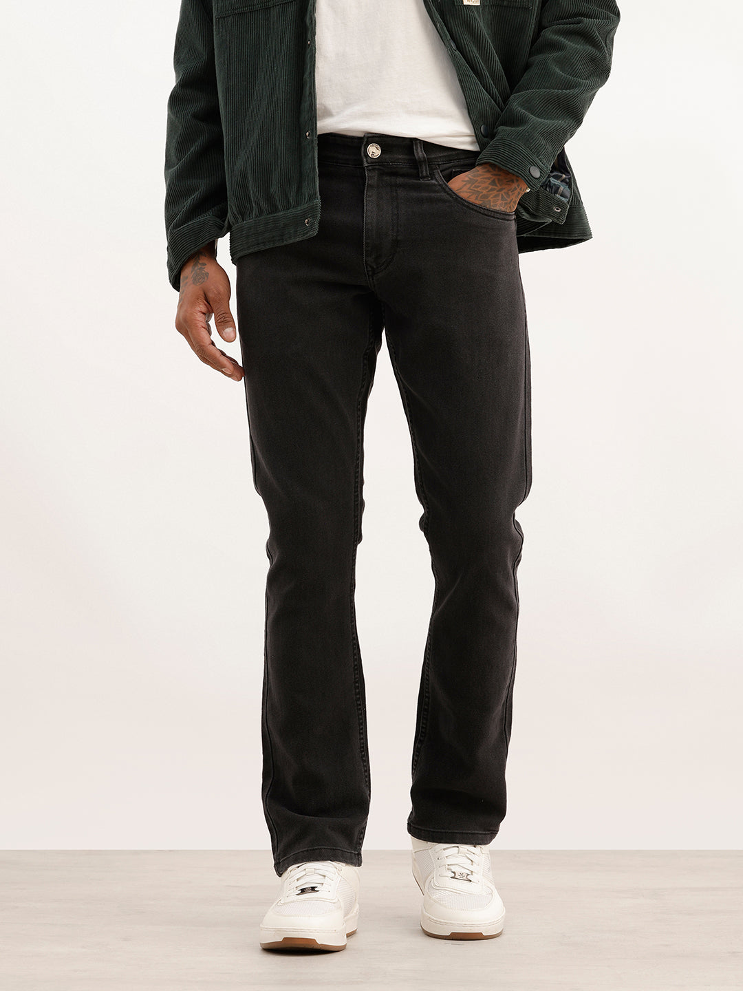 Washed Straight Fit Denim Jeans | Dark Grey