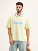 Oversized Contrast Colllar Polo T-Shirt | Yellow