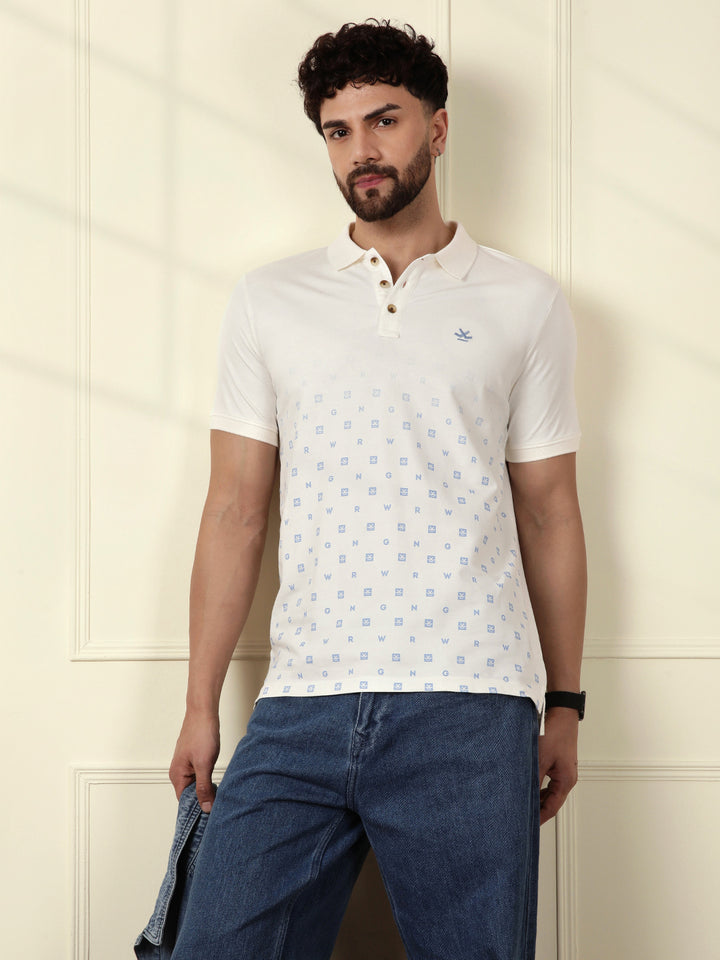 Casual Ombre Printed Polo T-Shirt | Off White
