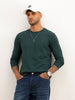 Textured Slim Fit Full Sleeve T-Shirt | Dark Green