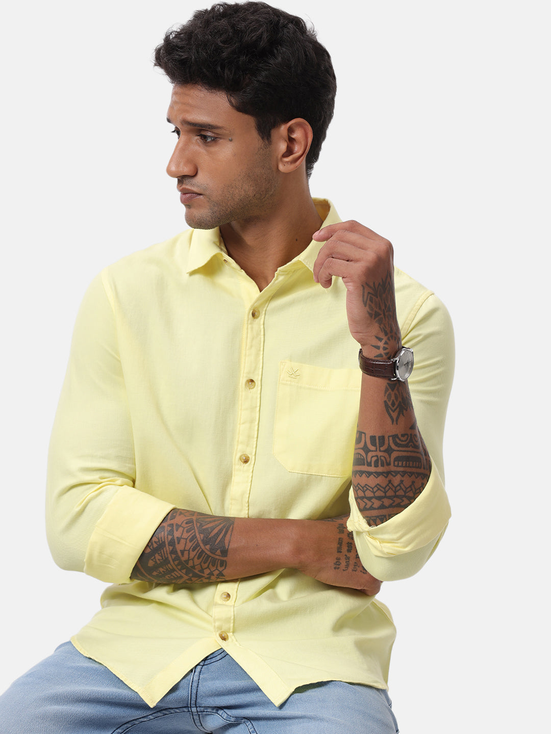 Lime Yellow Solid Basic Shirt