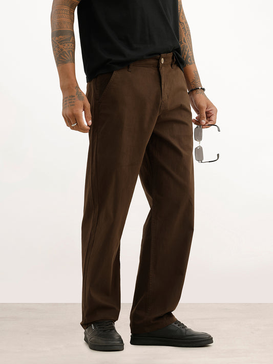 Solid Loose Fit Trouser | Brown