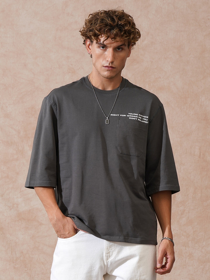 Heavy GSM 3/4th Sleeve T-Shirt | Grey