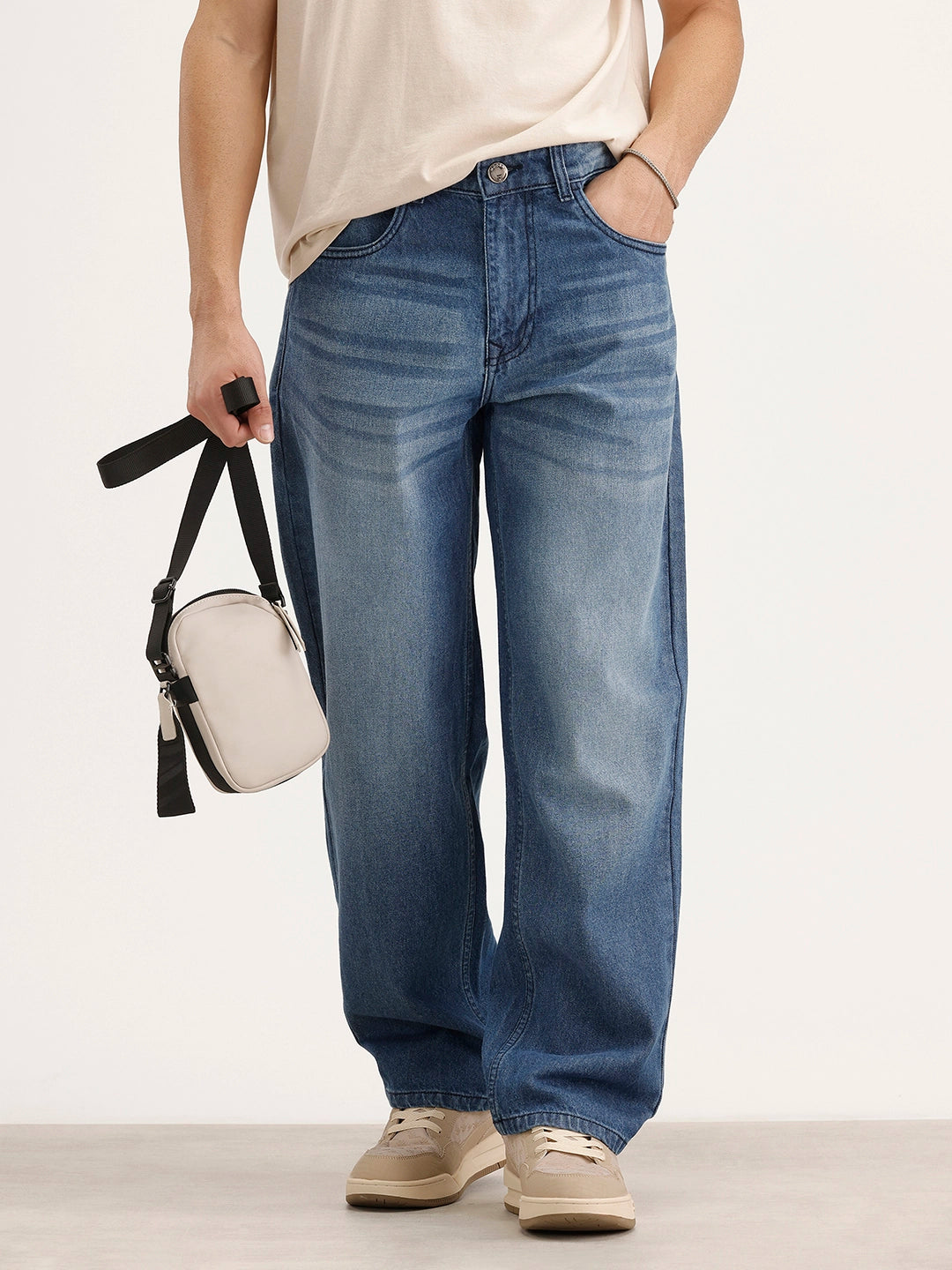 Loose Fit Denim Jeans | Light Blue