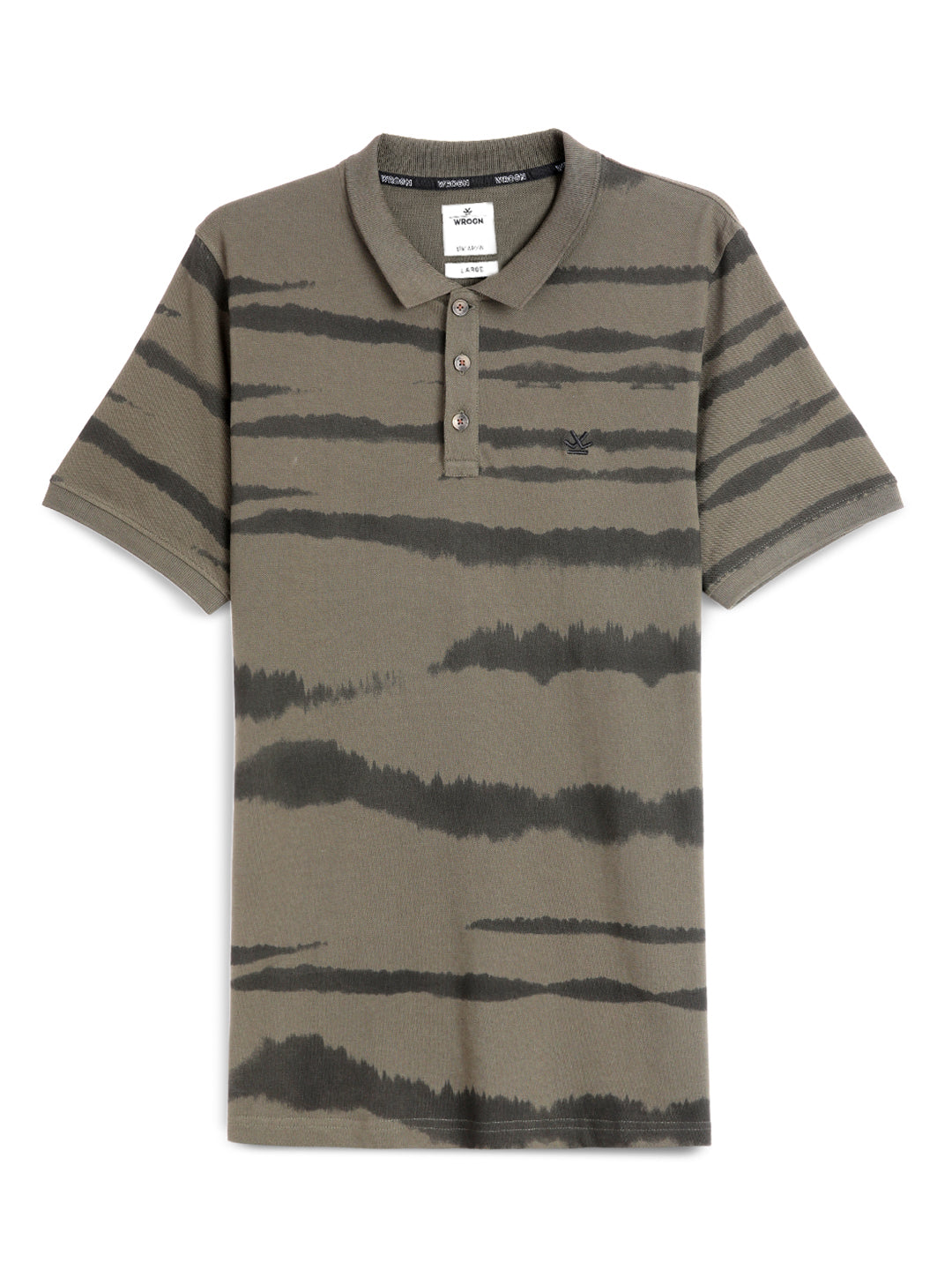 Classic Olive Abstract Printed Polo T-Shirt