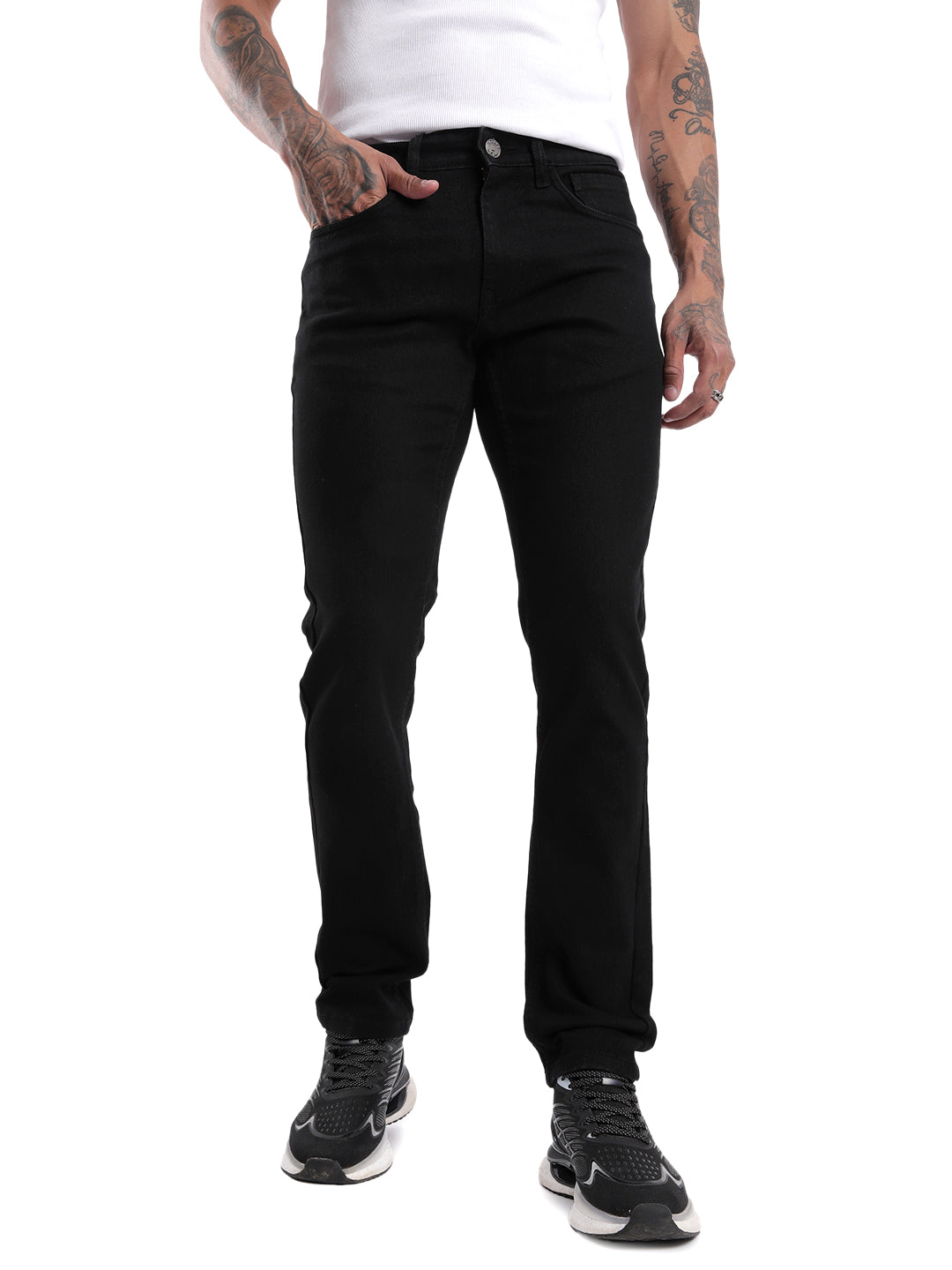 Classic Black Twill Woven Jeans