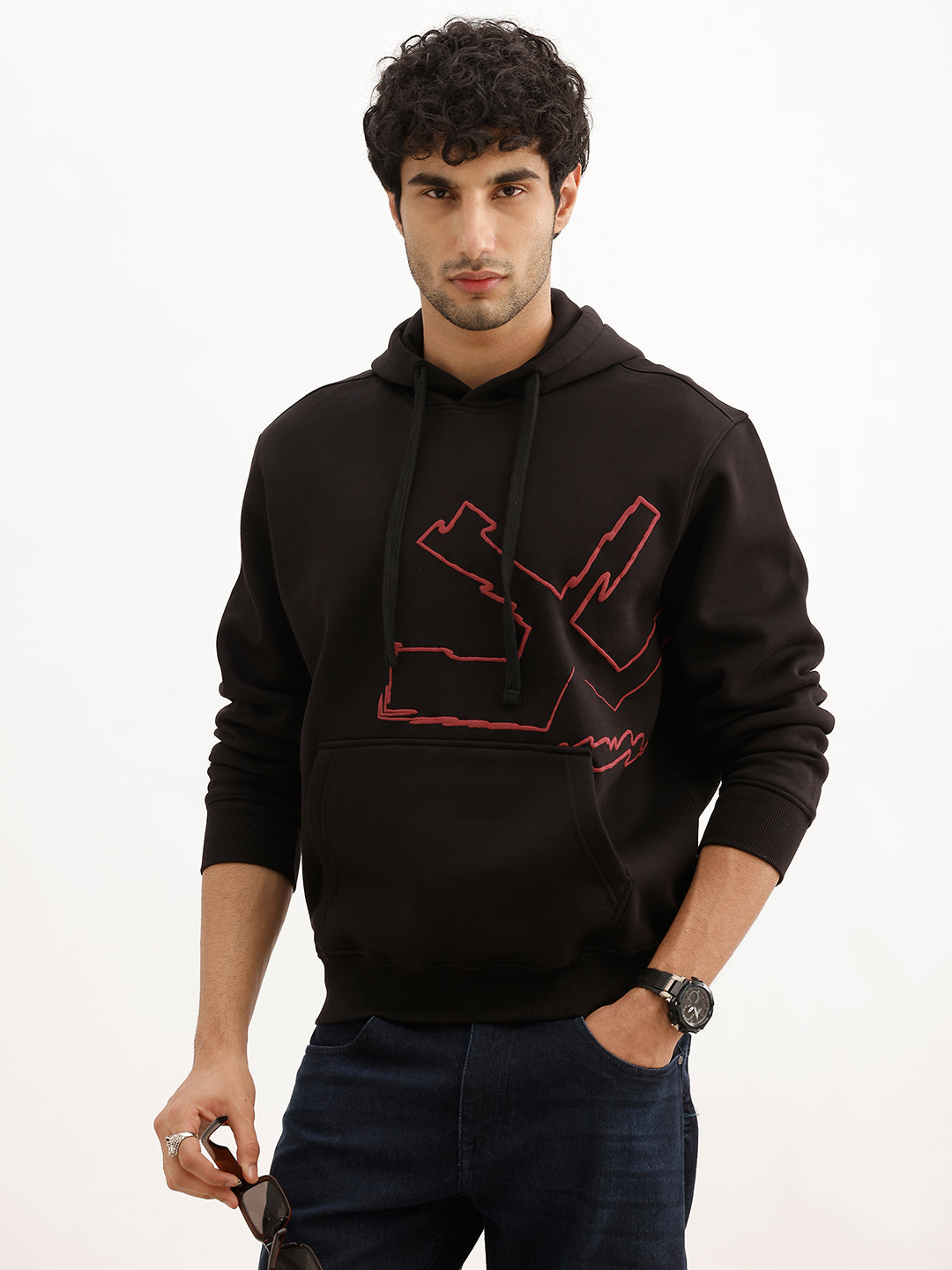 Classic Puff Printed Hooded Sweatshirt | Black