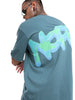 Classic Teal Oversized Back Printed T-Shirt