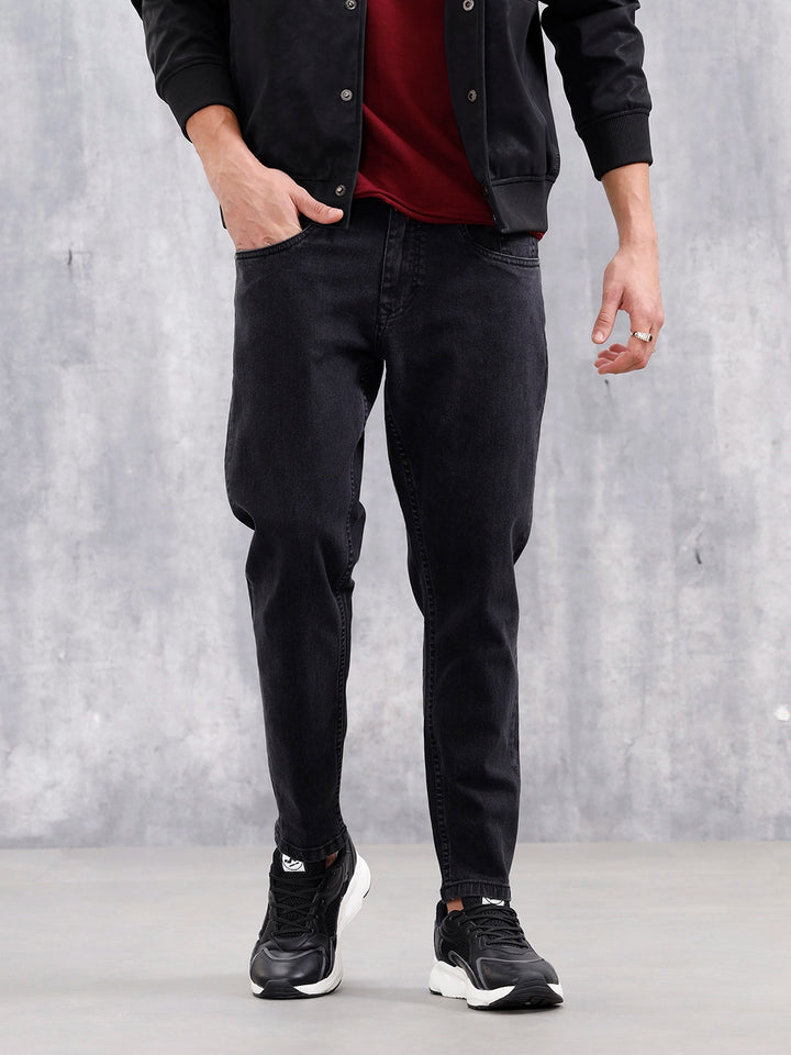 Men Casual Skinny Crop Jeans | Black