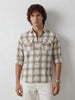 Classic Double Pocket Checkered Shirt | Beige