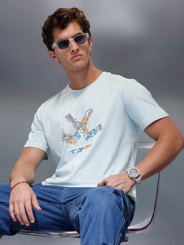 Classic Placement Printed T-Shirt   |  Light Blue