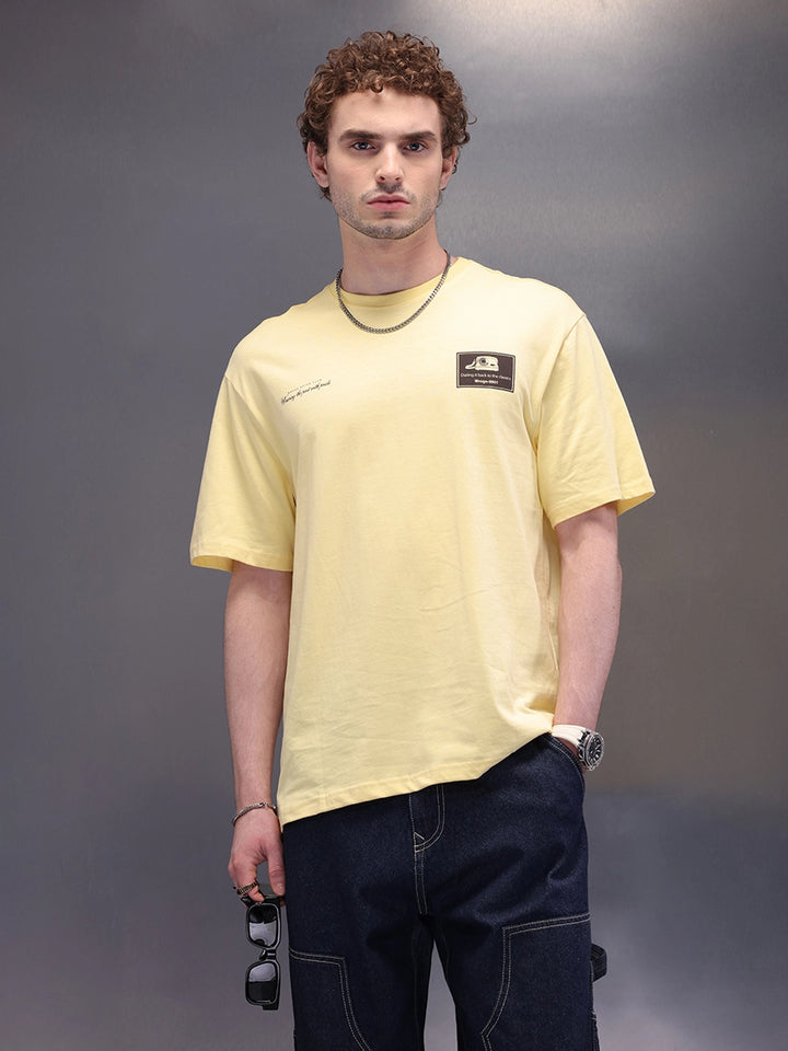 Placement Printed Oversized T-Shirt | Yellow