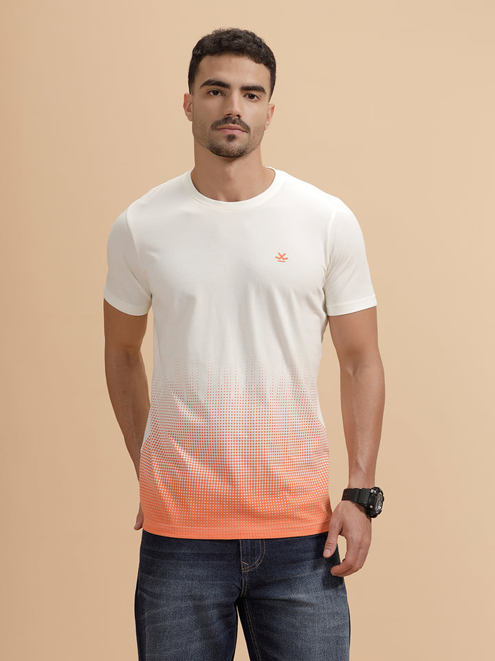 Pixel Ombre Printed T-Shirt | White