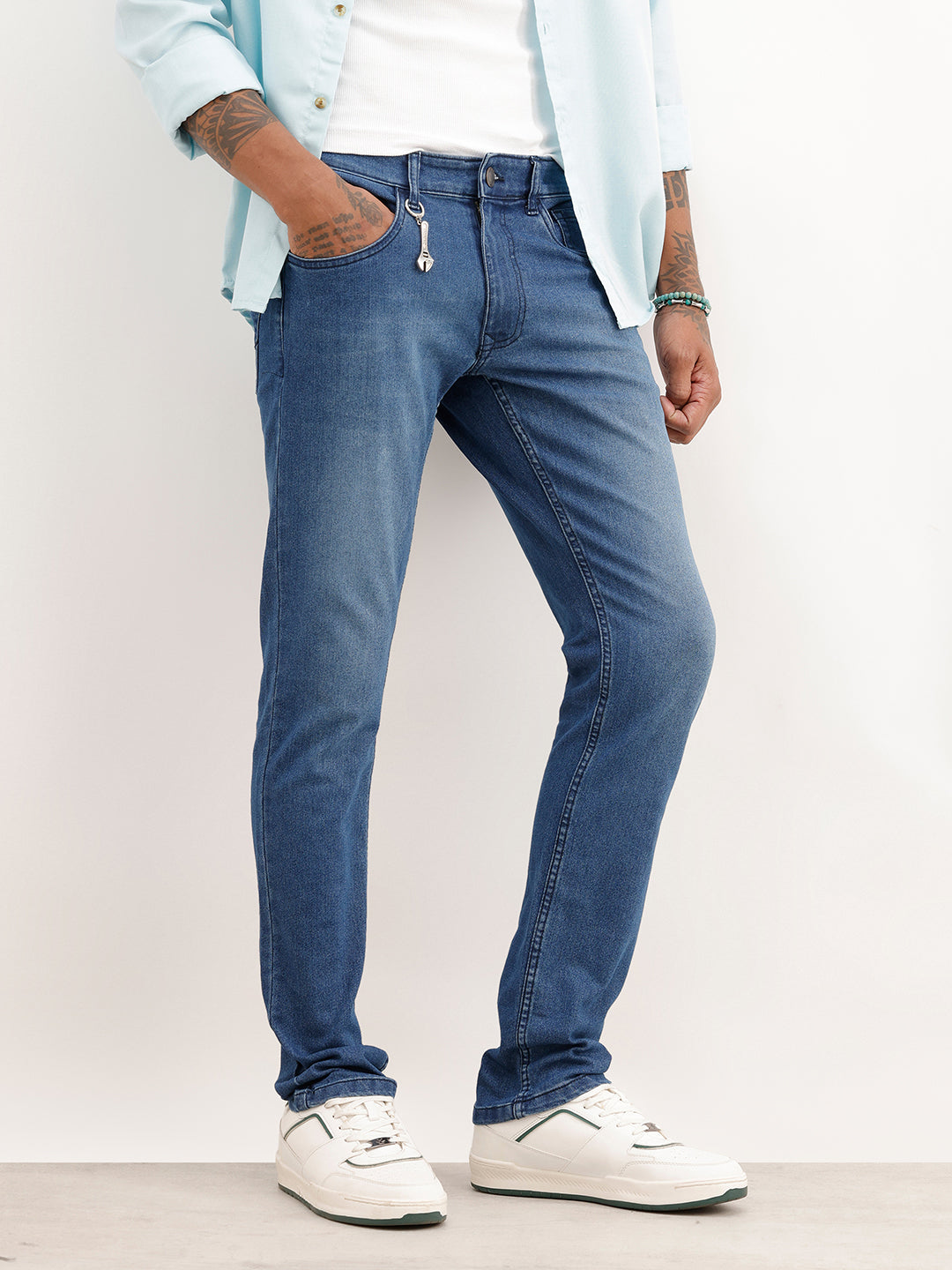 Faded Slim Fit Denim Jeans | Dark Blue