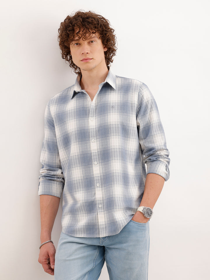 Slim Fit Checkered Shirt  | Blue