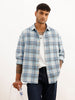 Oversized Checkered Full Sleeve Shirt | Blue