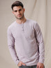 Solid Henley Neck Purple T-Shirt