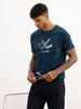 Slim Fit Foil Printed T-Shirt | Teal