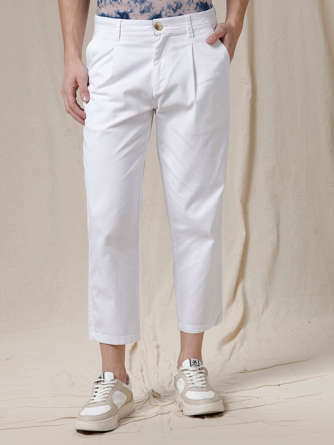 Cropped White Trousers