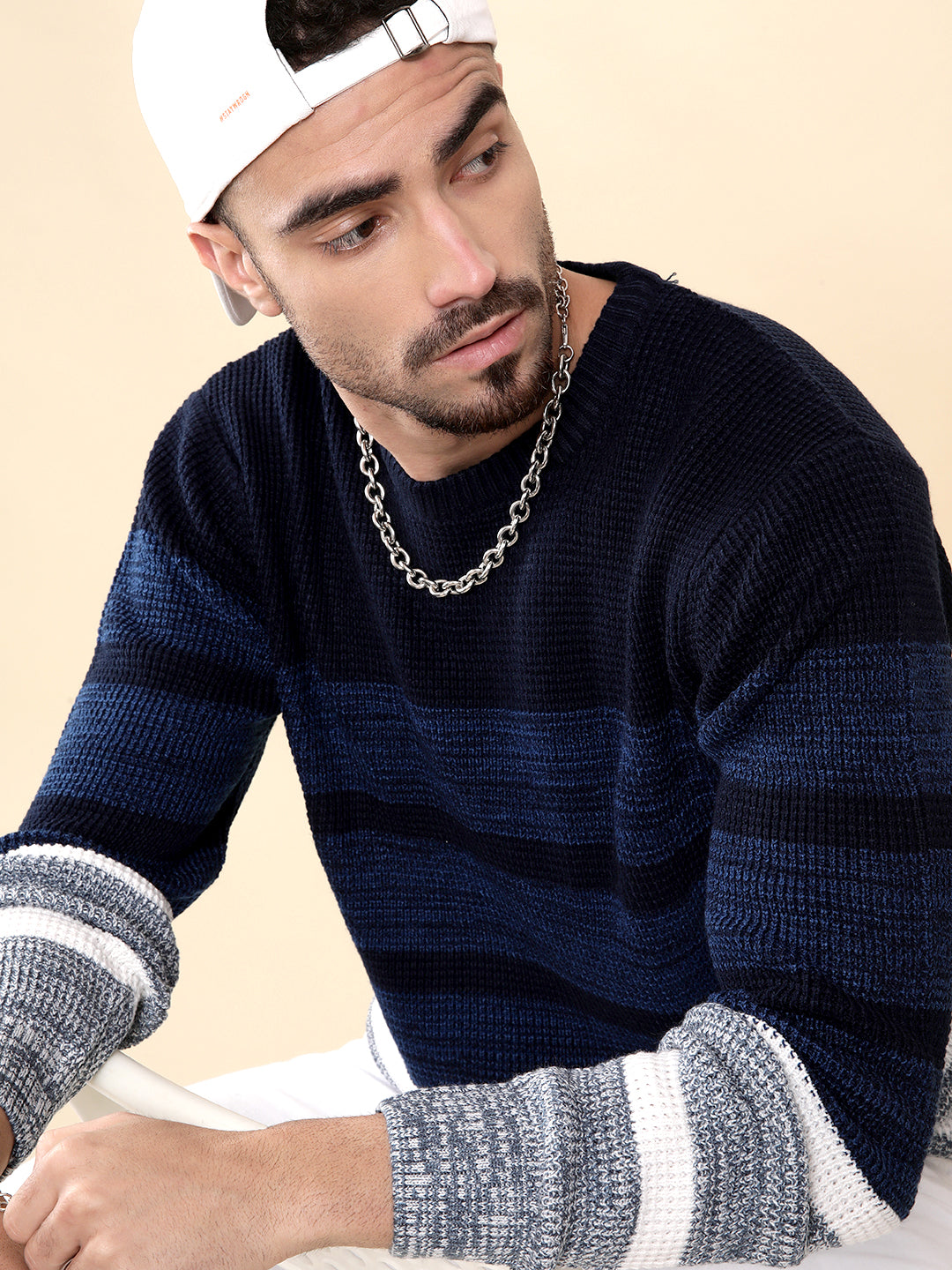 Knitted Blue Classic Sweater