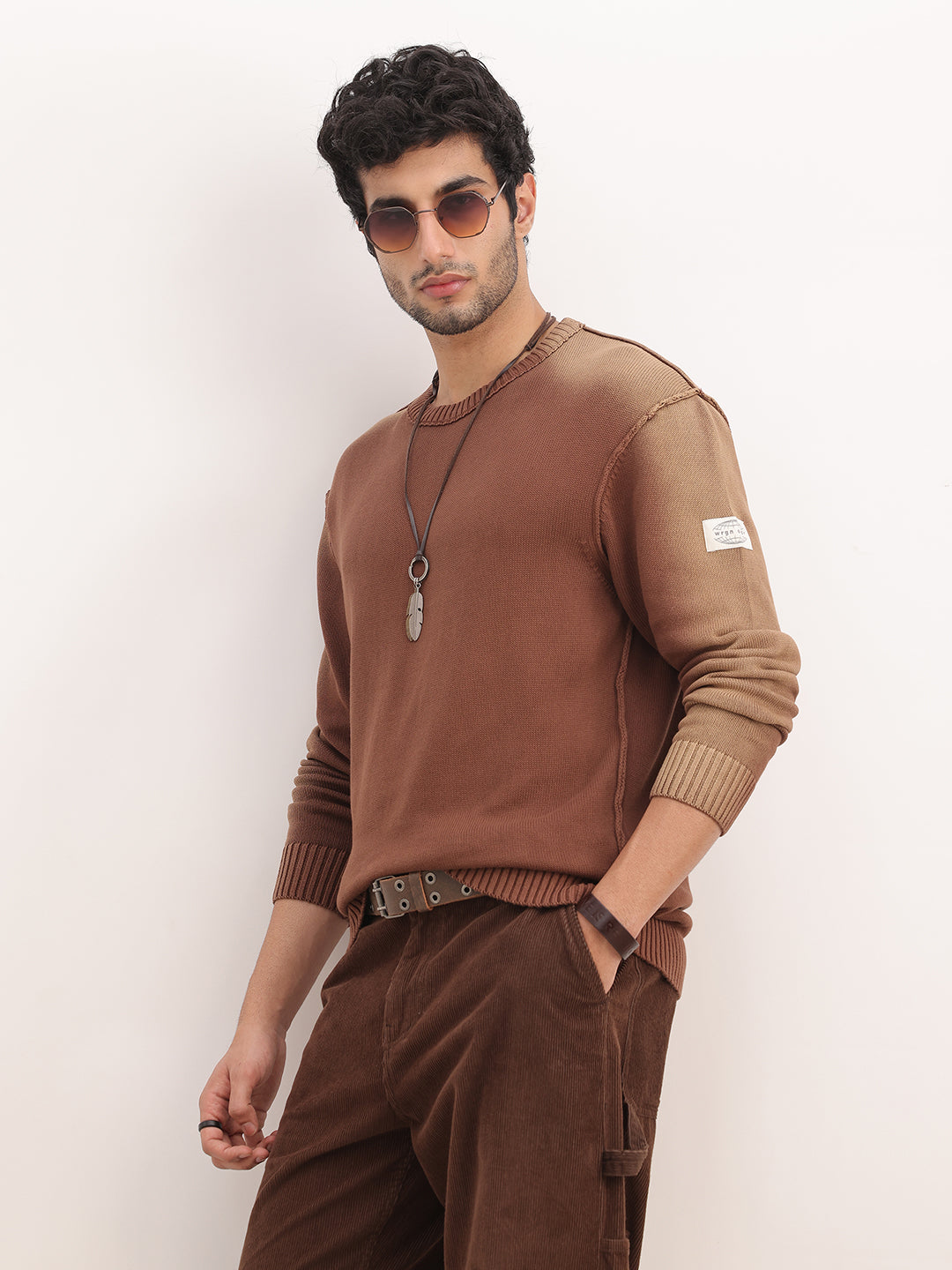 Comfort Fit Faded Sweater | Rust