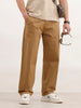 Loose Fit Solid Trouser | Khaki