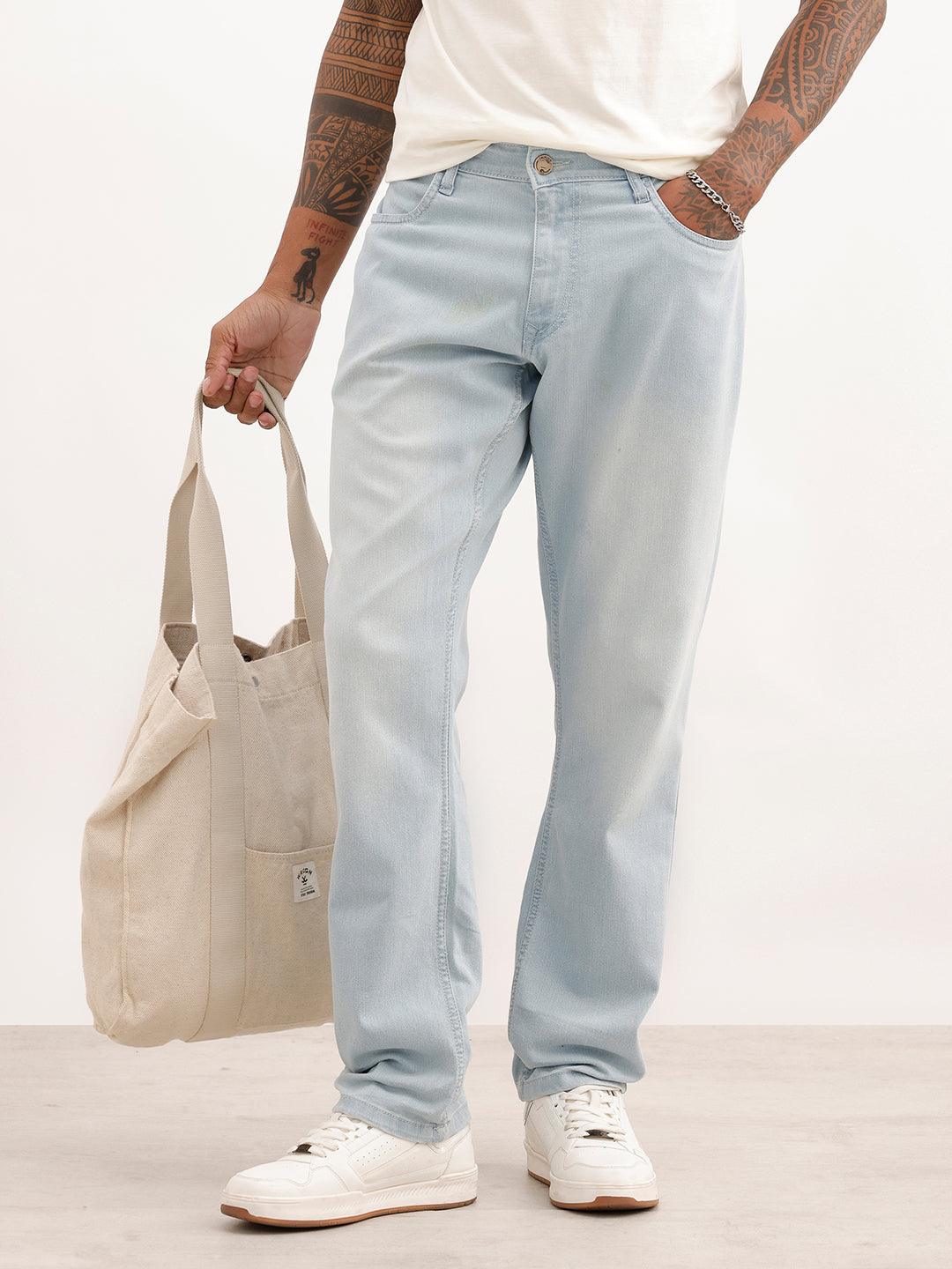 Heavy Fade Slim Fit Denim Jeans | Light Blue | WUJN2654F