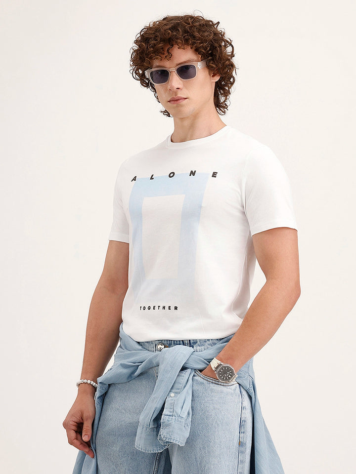 Slim Fit Placement Printed T-Shirt | White