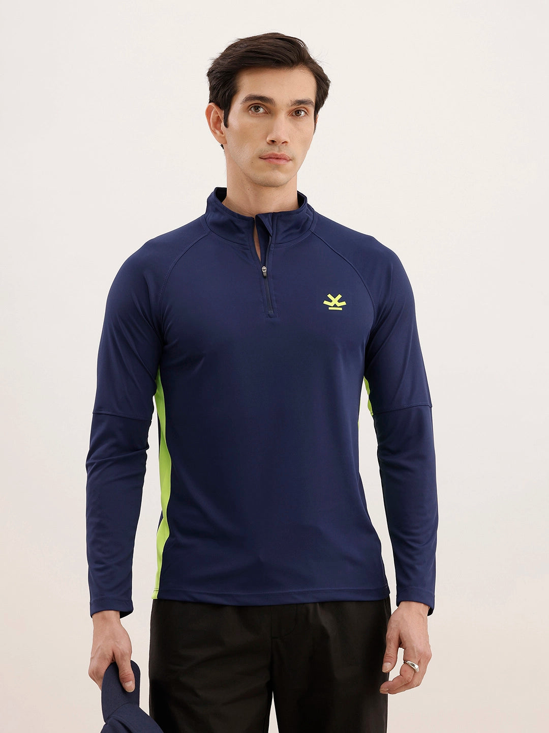 Slim Fit Full Sleeve Active T-Shirt | Navy Blue