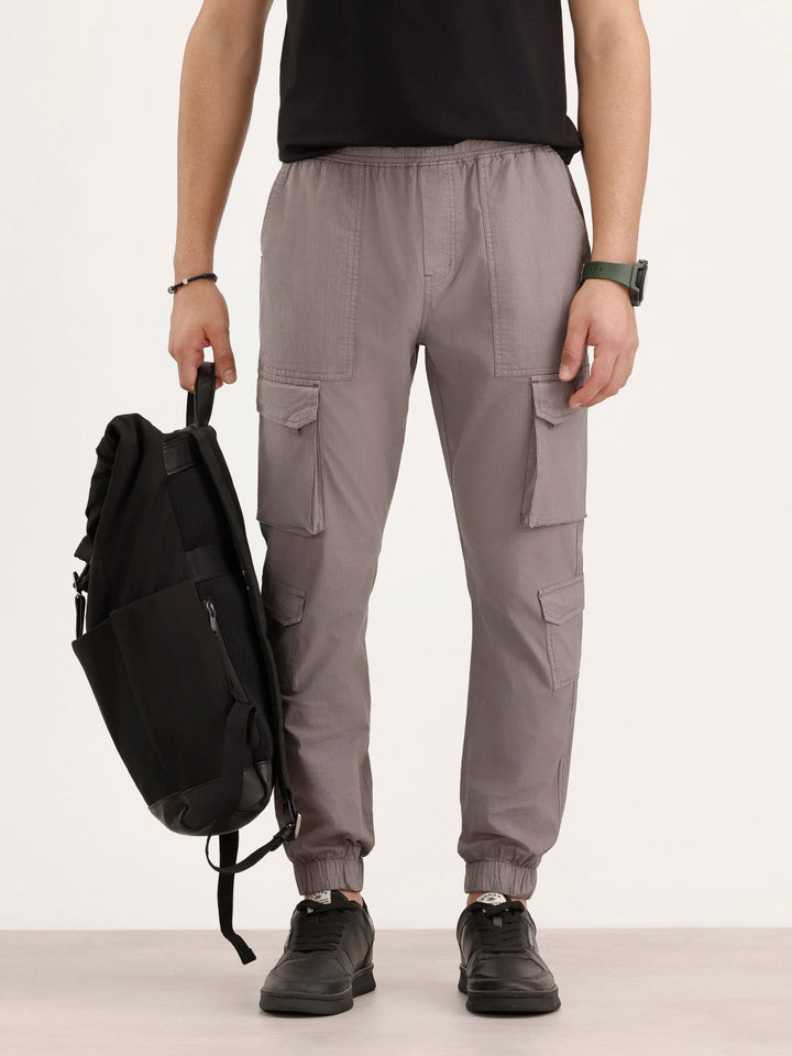 Solid Cargo Textured Trouser | Grey
