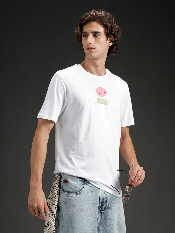 Regular fit Printed T-shirt for Men's | White