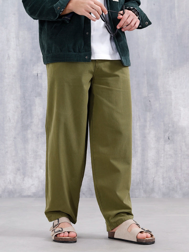 Men's Casual Loose Fit Trouser | Olive