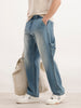 Loose Fit Faded Denim Jeans  | Light Blue