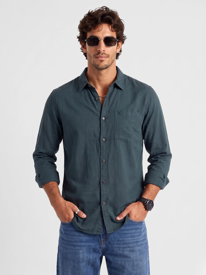 Solid Full Sleeve Shirt | Green