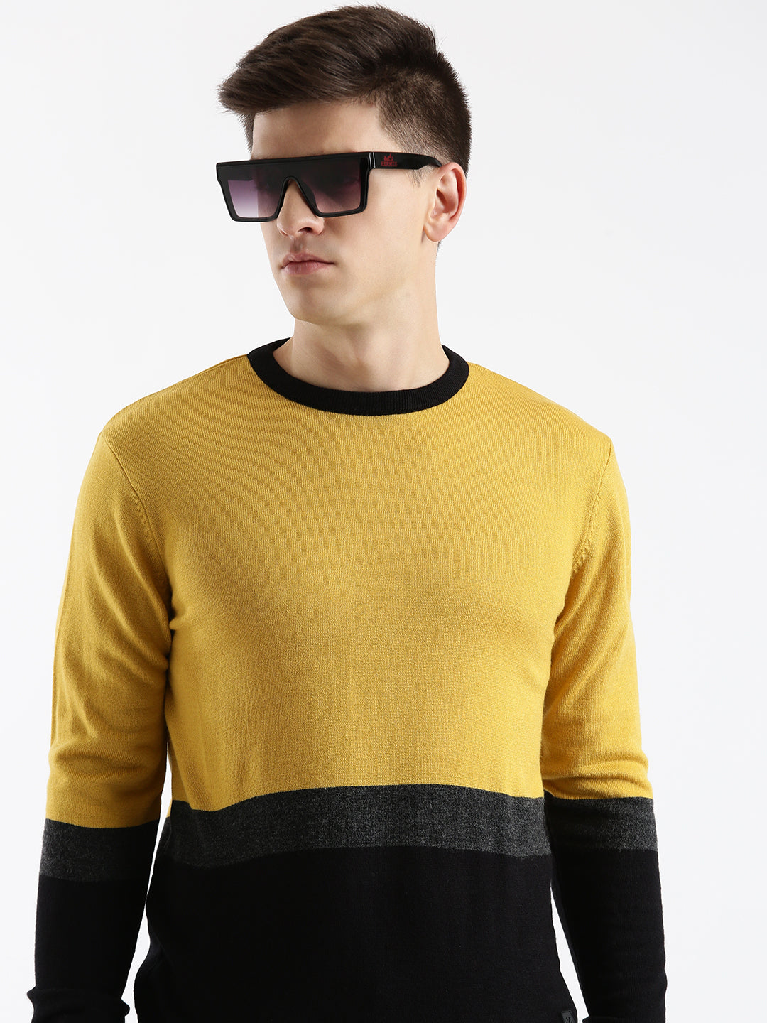 Colour-Blocked Comfort Yellow Sweater