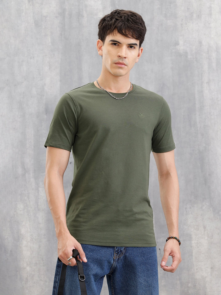 Solid Slim Fit T-Shirt | Olive