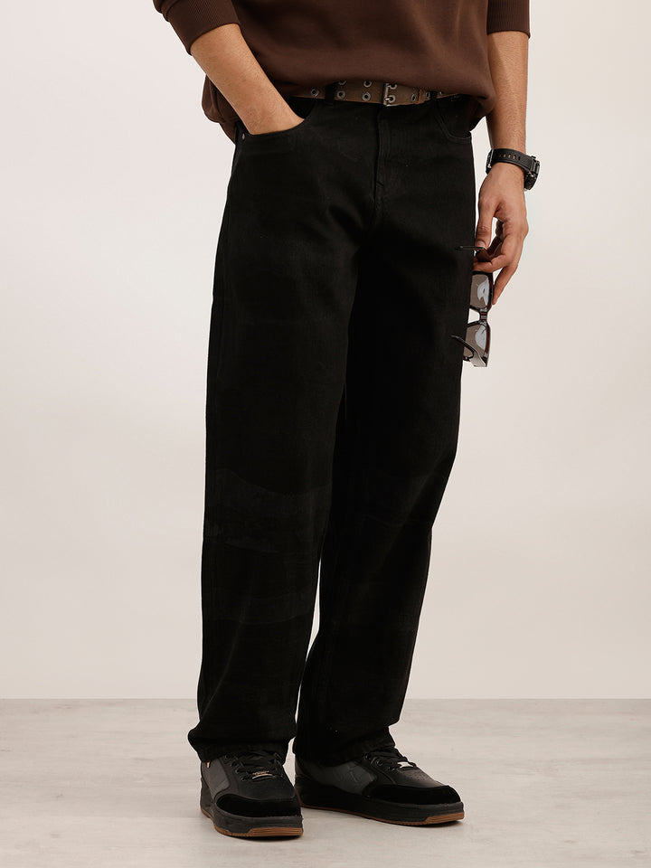 Washed Loose Fit Denim Jeans | Black