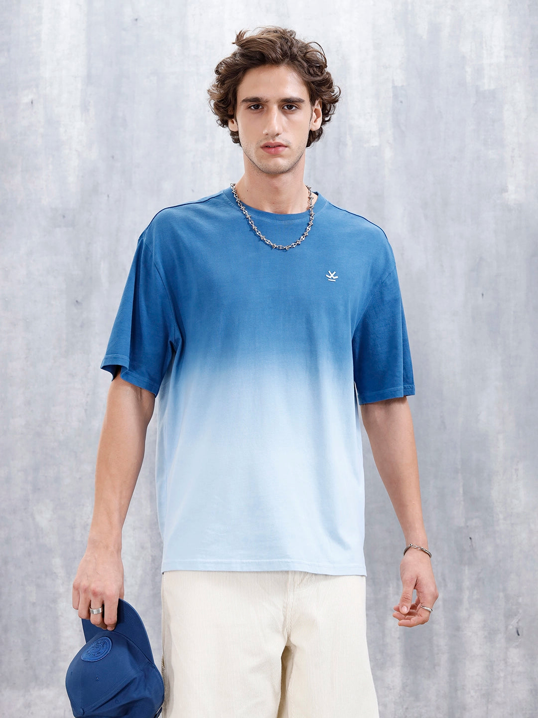Ombre Dye Oversized Fit T-Shirt For Men | Blue