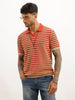 Textured Slim Fit Flatknit Polo T-Shirt | Beige