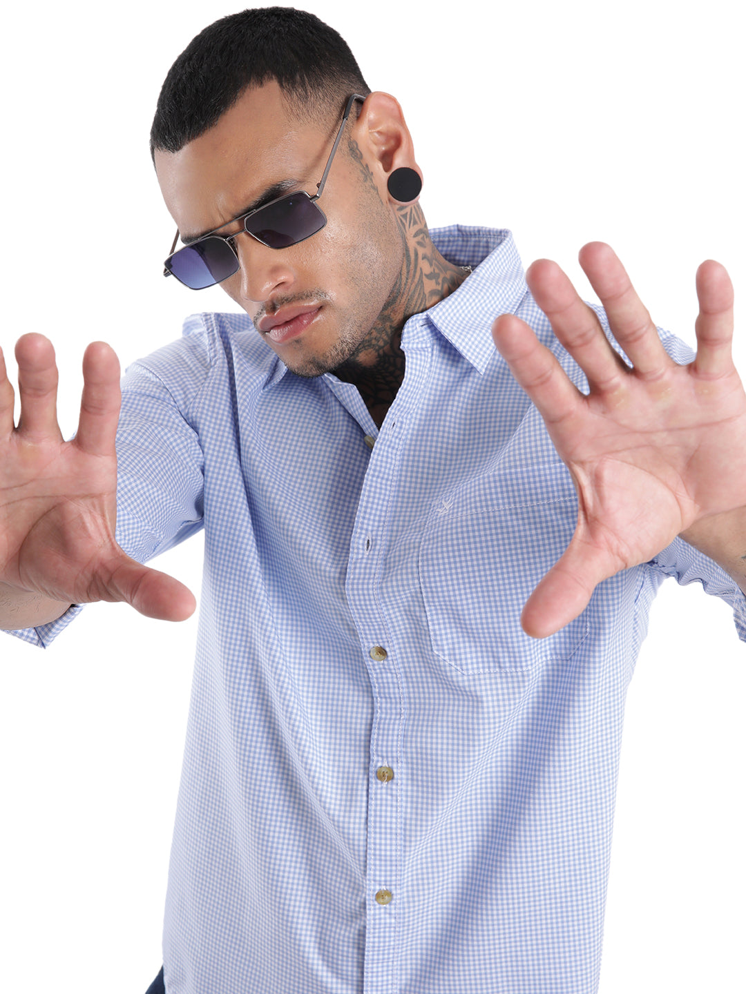 Classic White & Blue Checkered Shirt