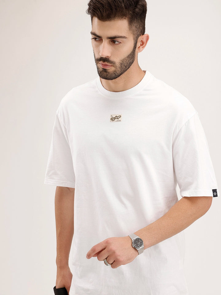 Oversized Patch Detail T-Shirt | White