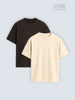 Core Basics Oversized Fit T-Shirt 2-Pack | Essential | Brown & Beige | WTS01HSSL1320W-2