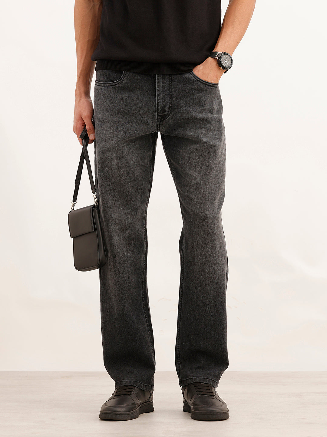 Faded Anti Fit Denim Jeans | Dark Grey