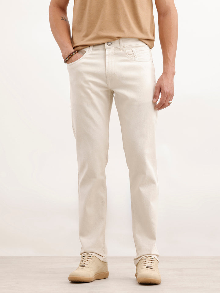 Straight Fit Denim Jeans  | Ecru