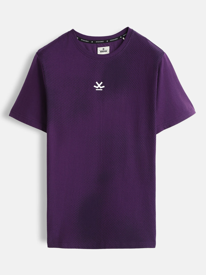 Panel Printed Slim Fit T-Shirt | Purple