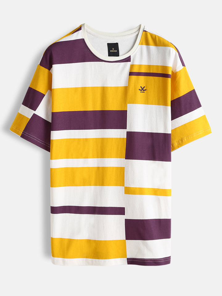 Casual Stripes Oversized Fit T-Shirt | Yellow